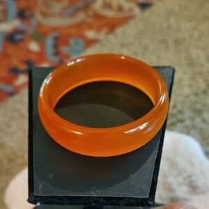 Vintage Orange Cat Eye Jade Bangel Bracelet Small